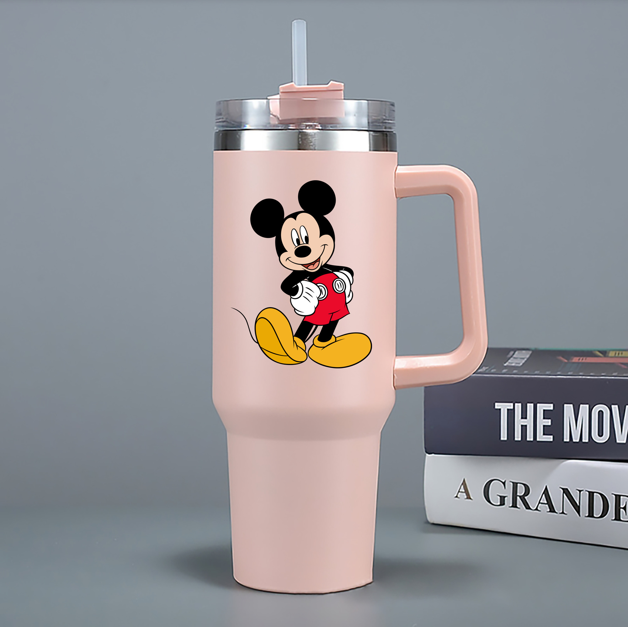 （画像用） ミッキーマウス Mickey Mouse 1200mL車用タンブラー - クリスタルステッカー（プラスチックストロー付き）